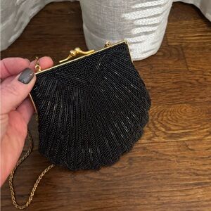 Elegant Black Beaded Clutch